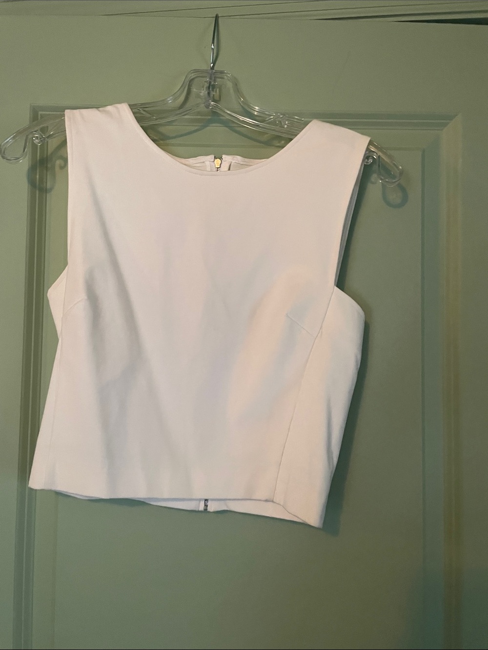Theory White Sleeveless Crop Top